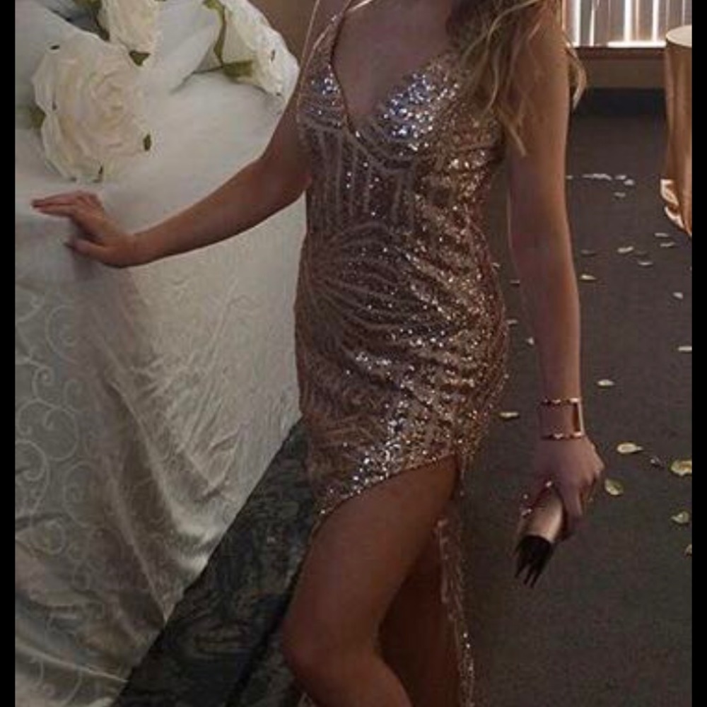 Gold sequin dress